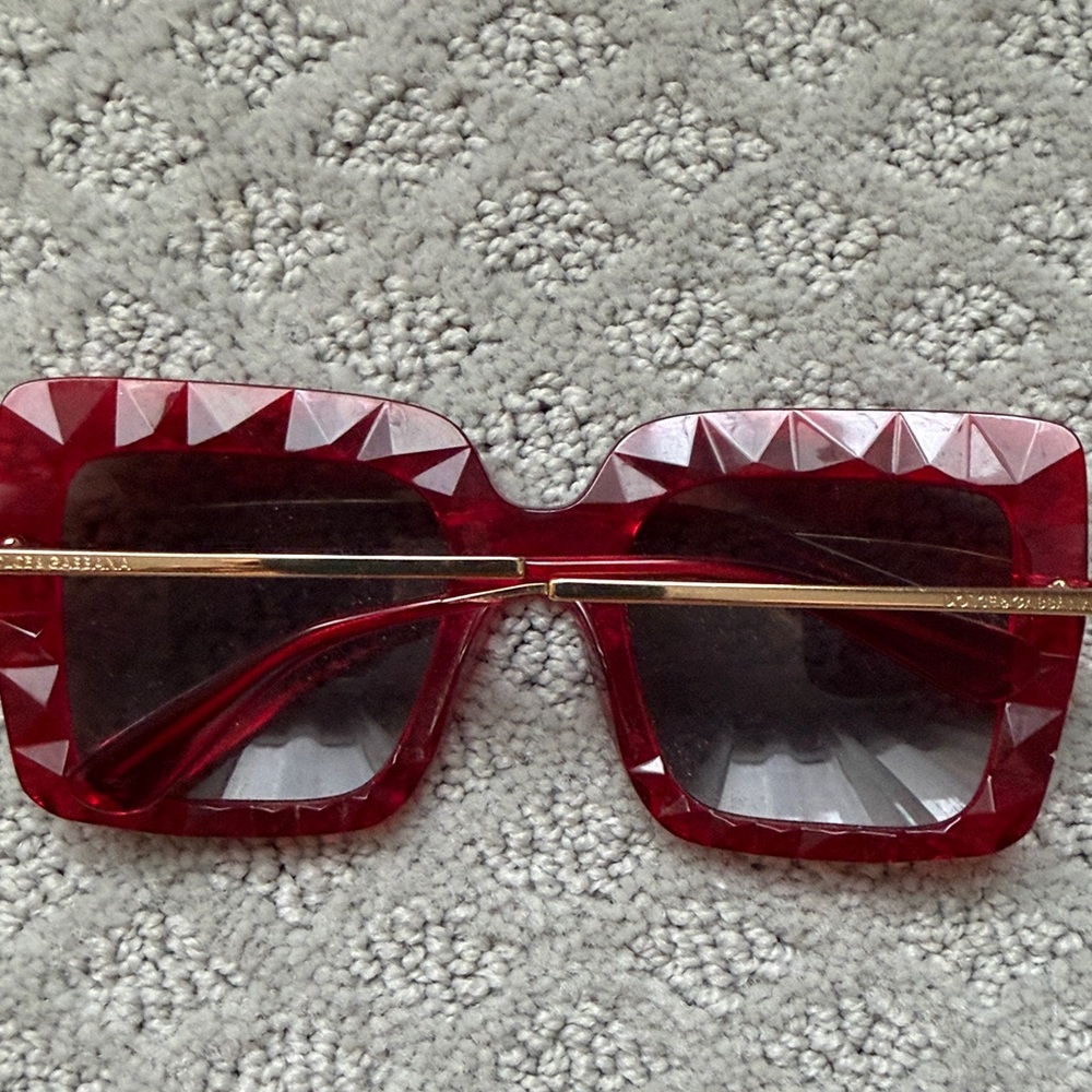 Dolce & Gabbana Red Faceted Square Sunglasses - Picture 2 of 5